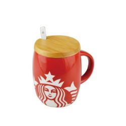  星巴克陶瓷咖啡有木杯盖咖啡匙
