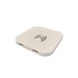 Eco Wheat Straw Square Dual USB Wireless Charger